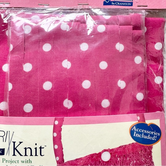 Vintage Cranston Fabri Knit Knitting fabric kit. Pretty in Pink Purse Deadstock - Picture 6 of 6